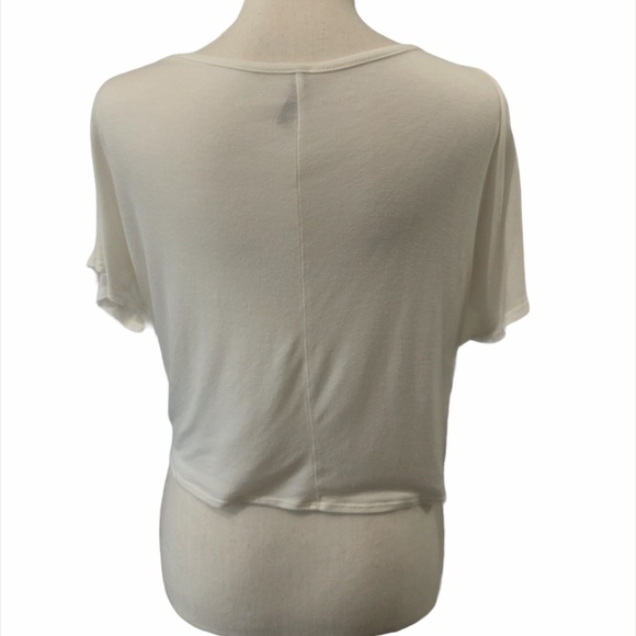 PINK BERRY Mustache Oui Top Women's Size Medium Gold White Novelty Print - Picture 2 of 7